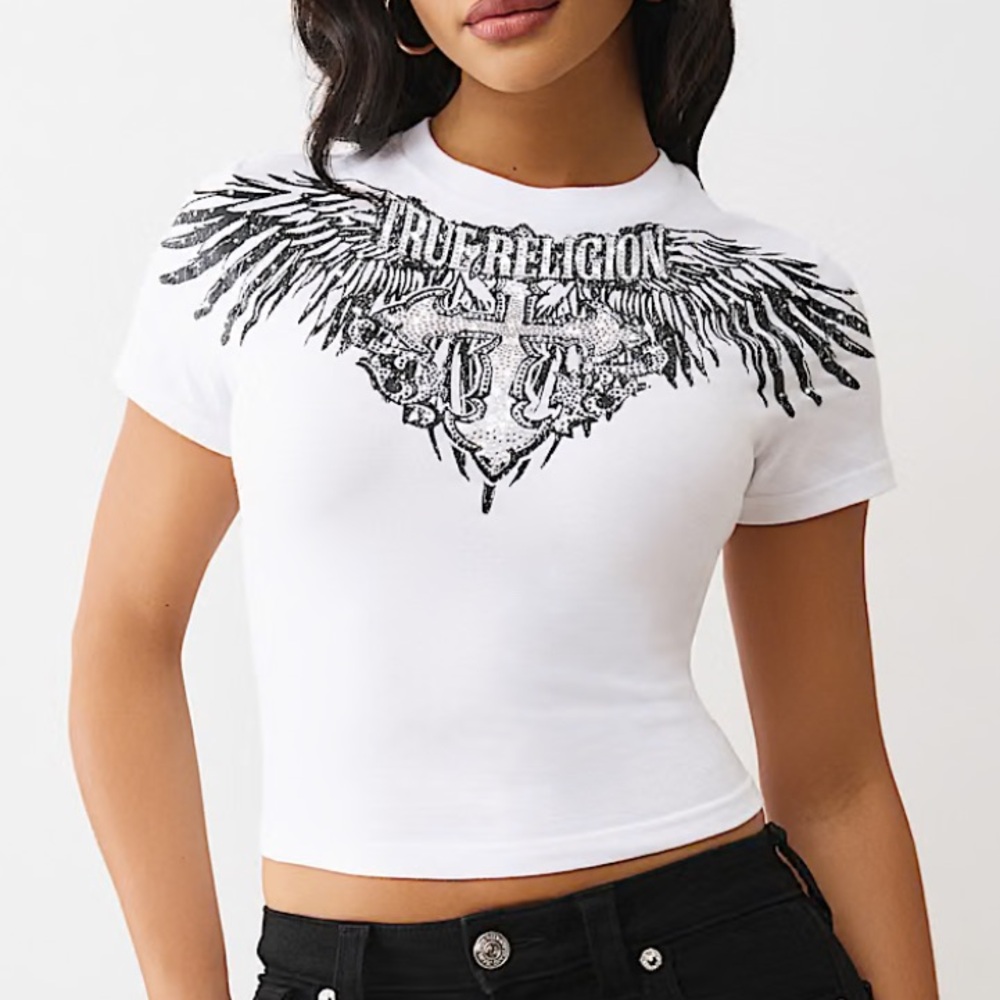 True Religion CRYSTAL WING SHORT SLEEVE BABY TEE